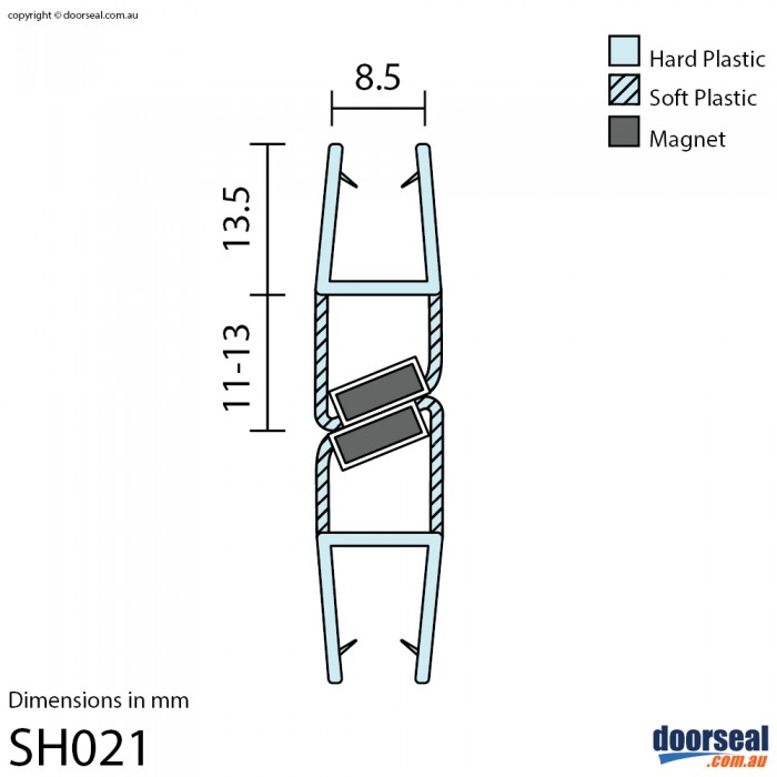 SH021 Magnetic Shower Screen Seal (8mm glass)